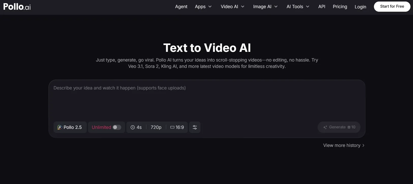 Générateur de texte en vidéo de Pollo AI