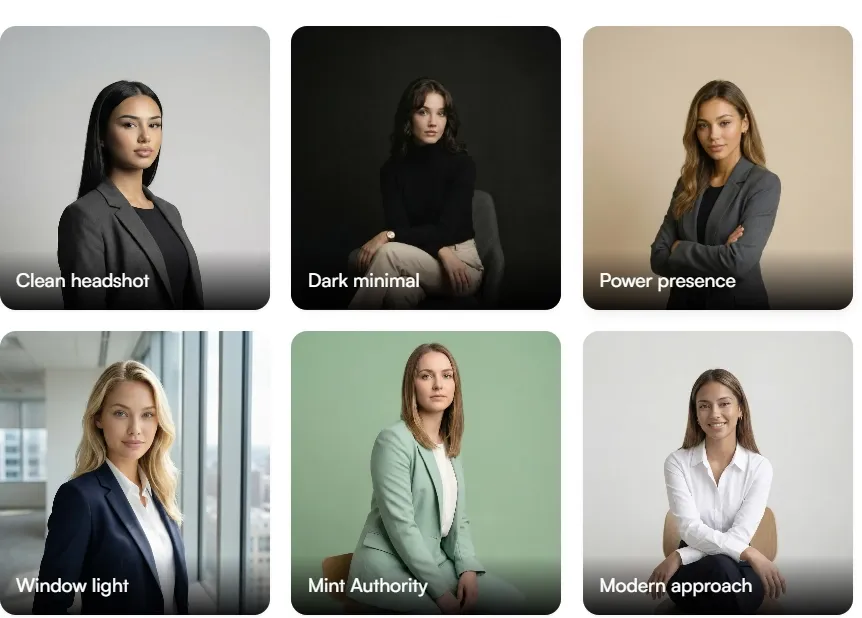 Professional portrait presets for clean, modern, and corporate headshots