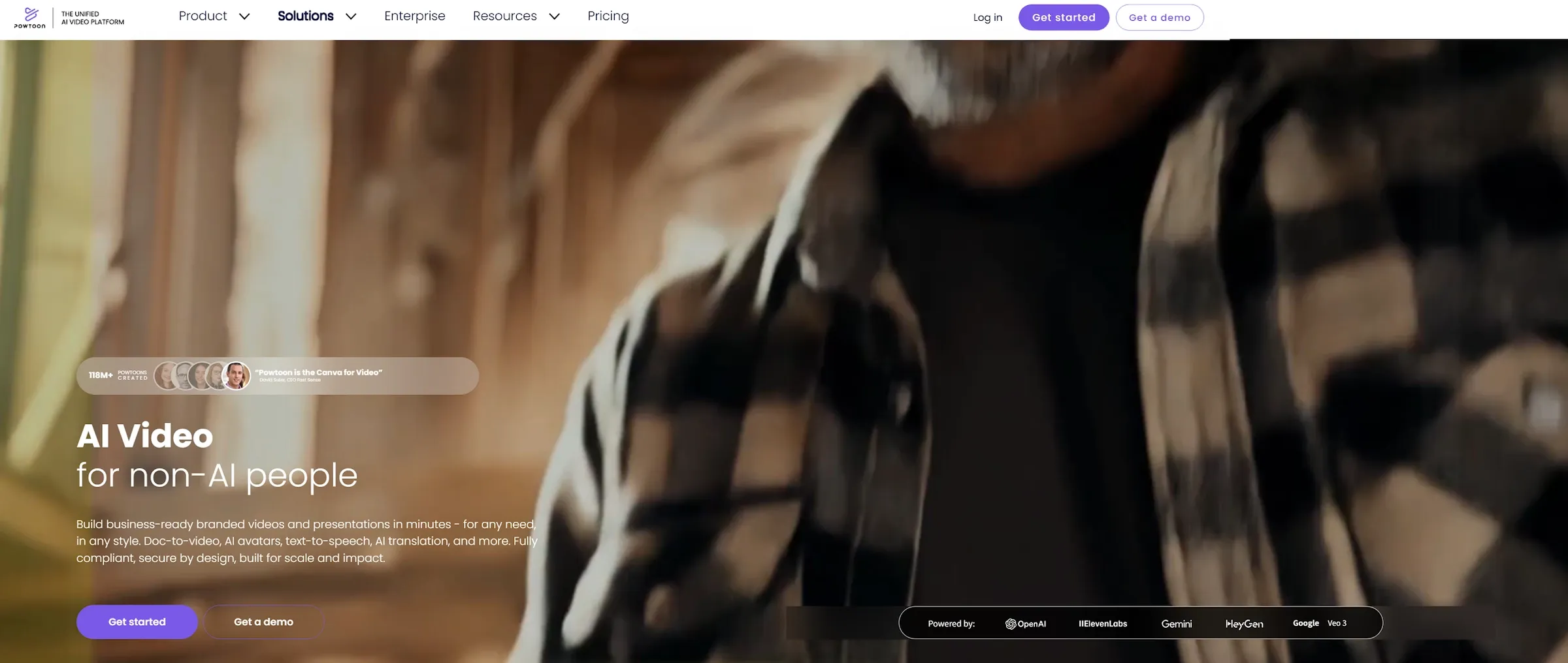 Reklamebanner for AI-videoløsninger målrettet ikke-AI-brugere.