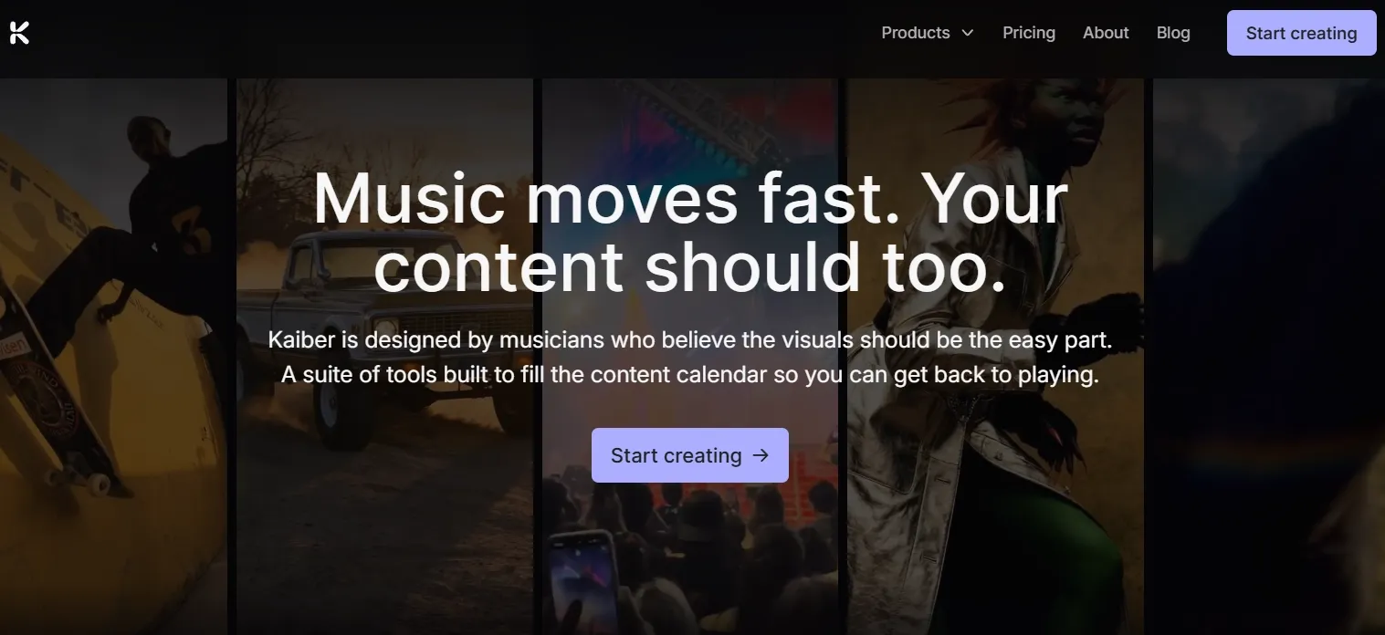 Konten promosi untuk Kaiber, sebuah alat bagi musisi untuk membuat visual.