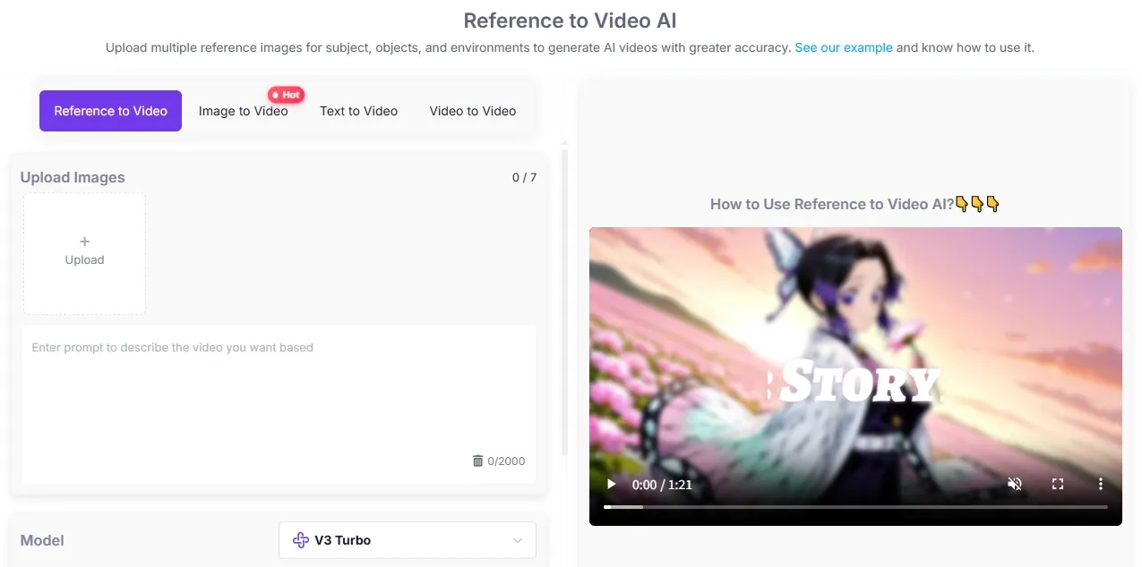 Interface voor het uploaden van afbeeldingen en het genereren van AI-video's met instructies.