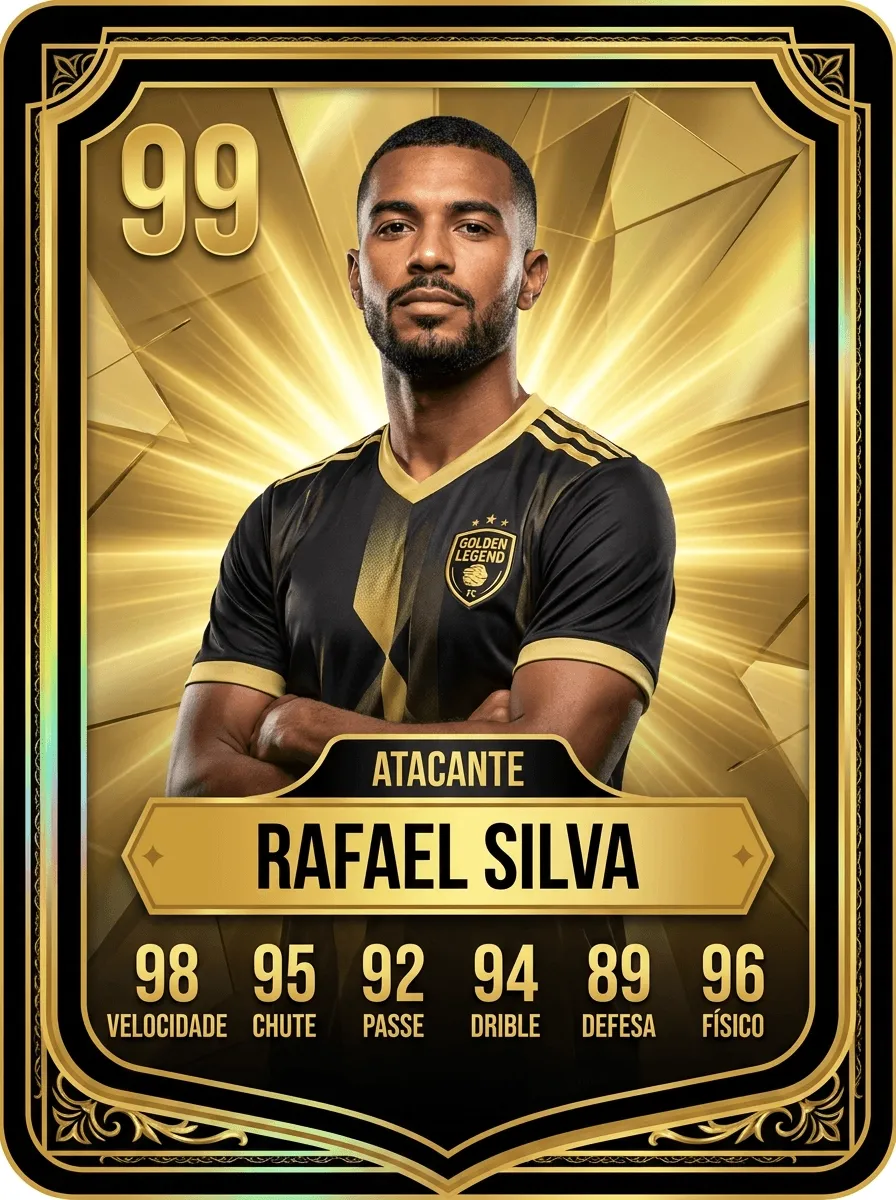 card dourado de jogador lendário criado com IA