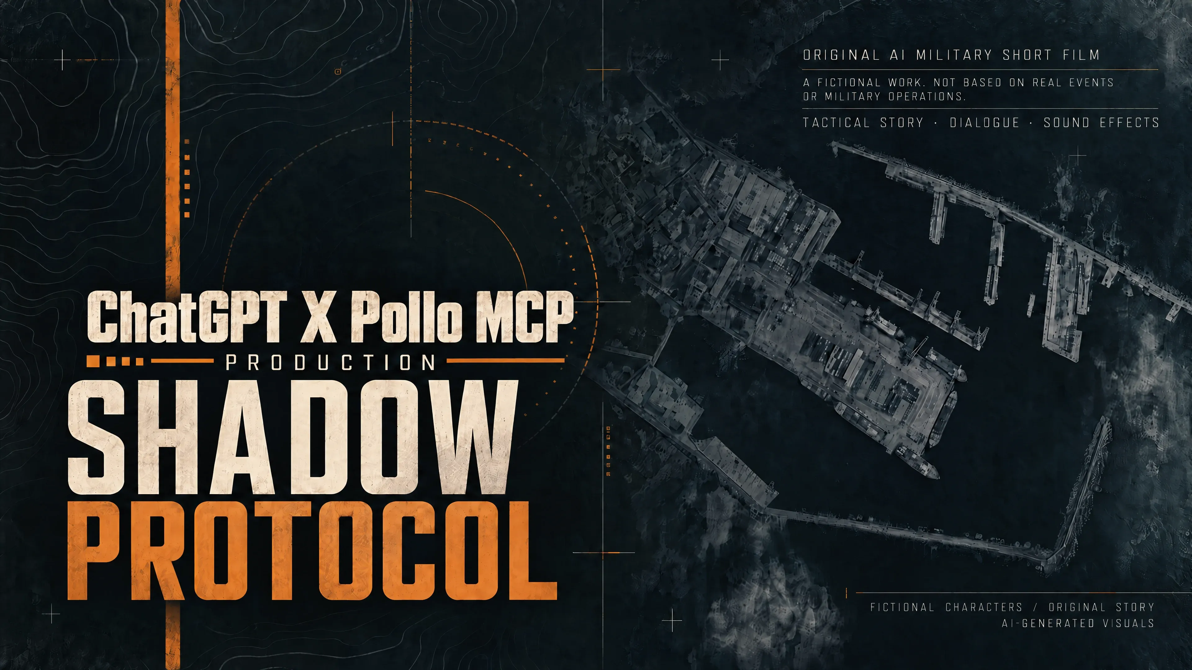 Promotional graphic for the AI military short film 'Shadow Protocol'.