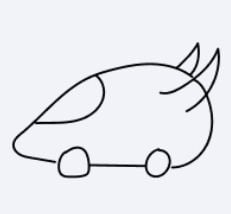 漫画風の車のシンプルな線画