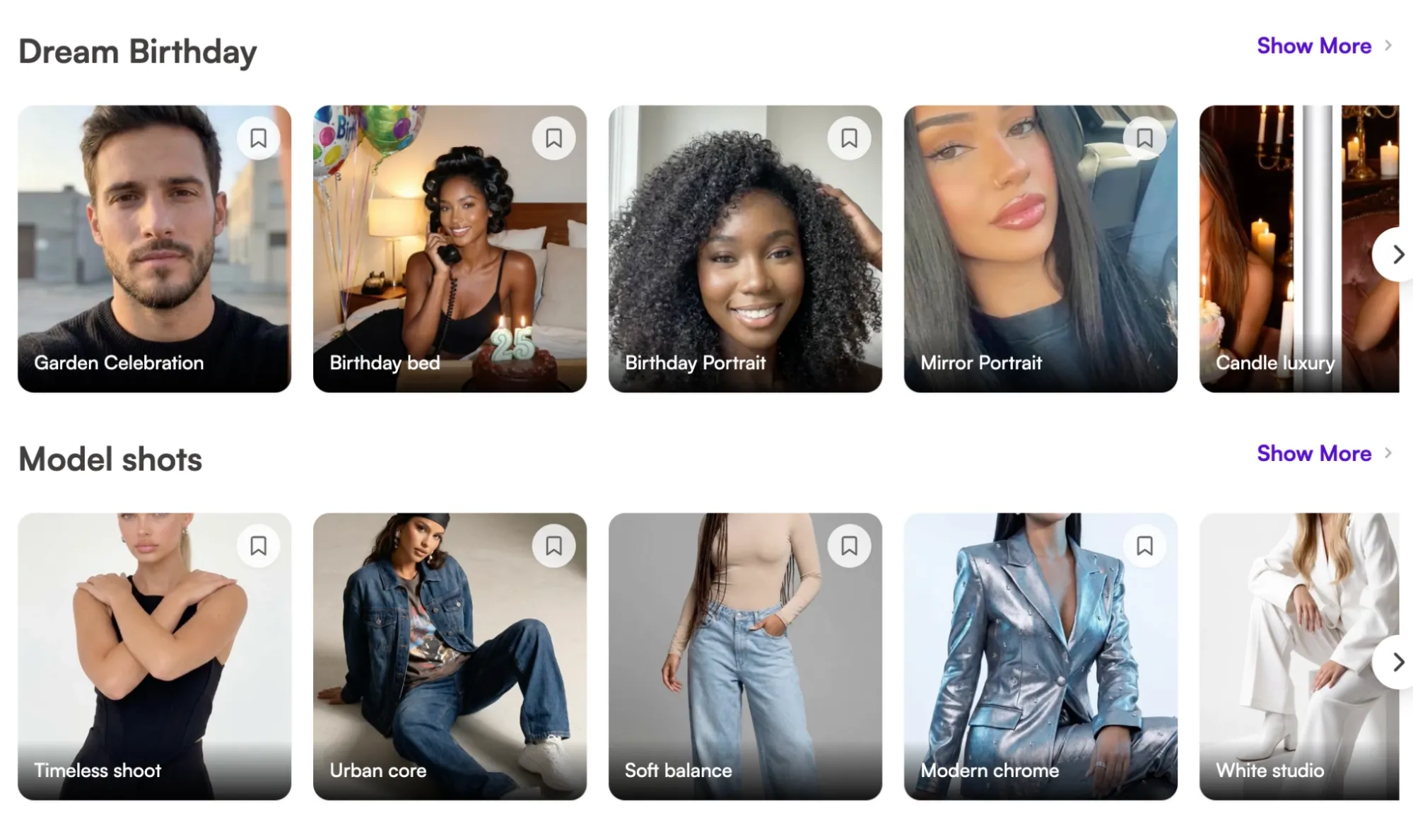 The photo templates in StarryAI.