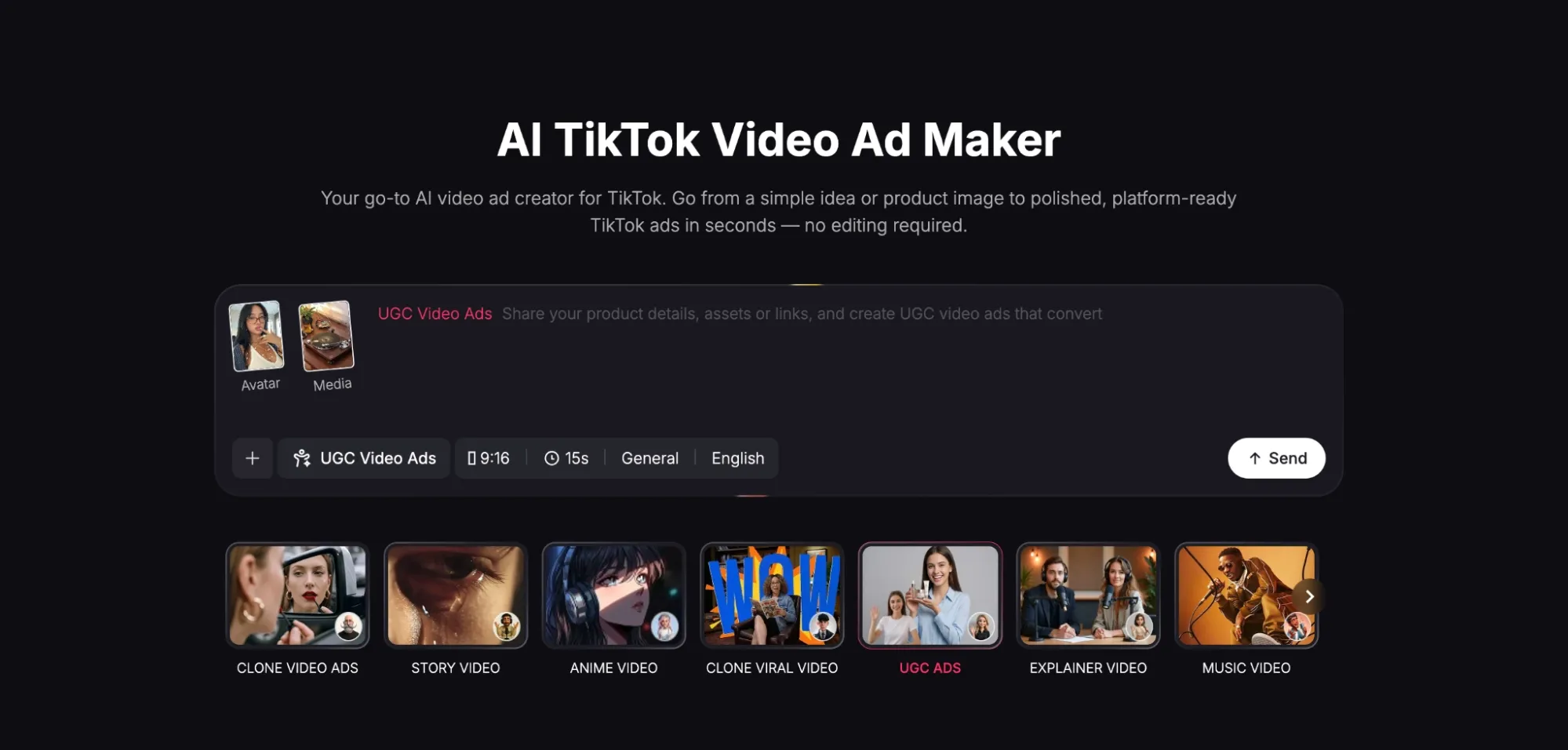 Abrir la interfaz del creador de anuncios de vídeo de TikTok