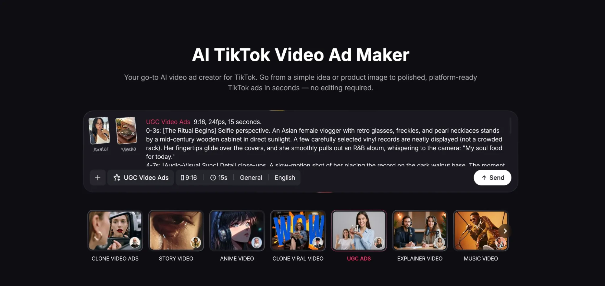 Introduce alguna indicación para el vídeo de TikTok