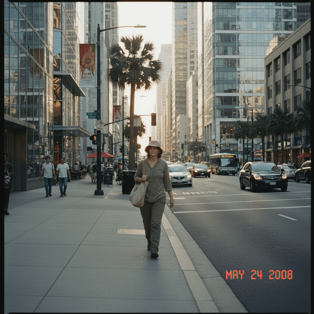 Une femme marche dans la rue