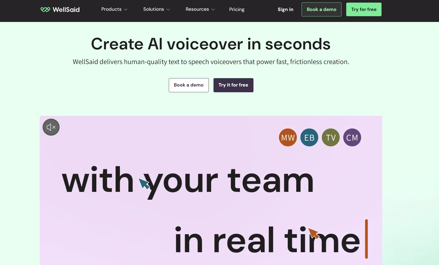 リアルタイムでのチームコラボレーションによるAI音声制作を促進するテキスト。