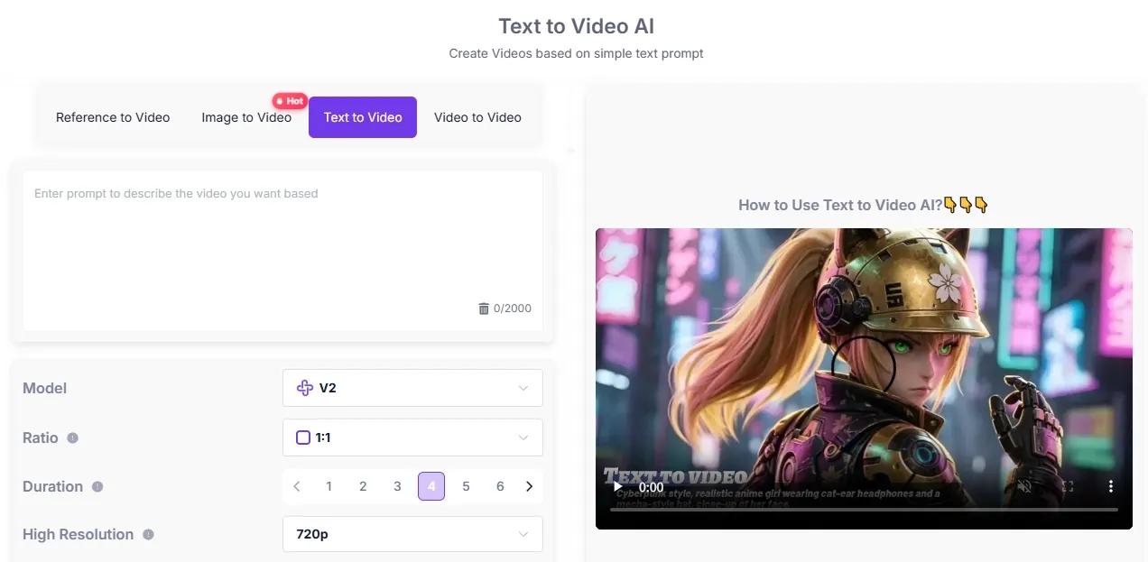 Een anime-meisje in cyberpunkstijl met koptelefoon met kattenoortjes in een videobewerkingsinterface.