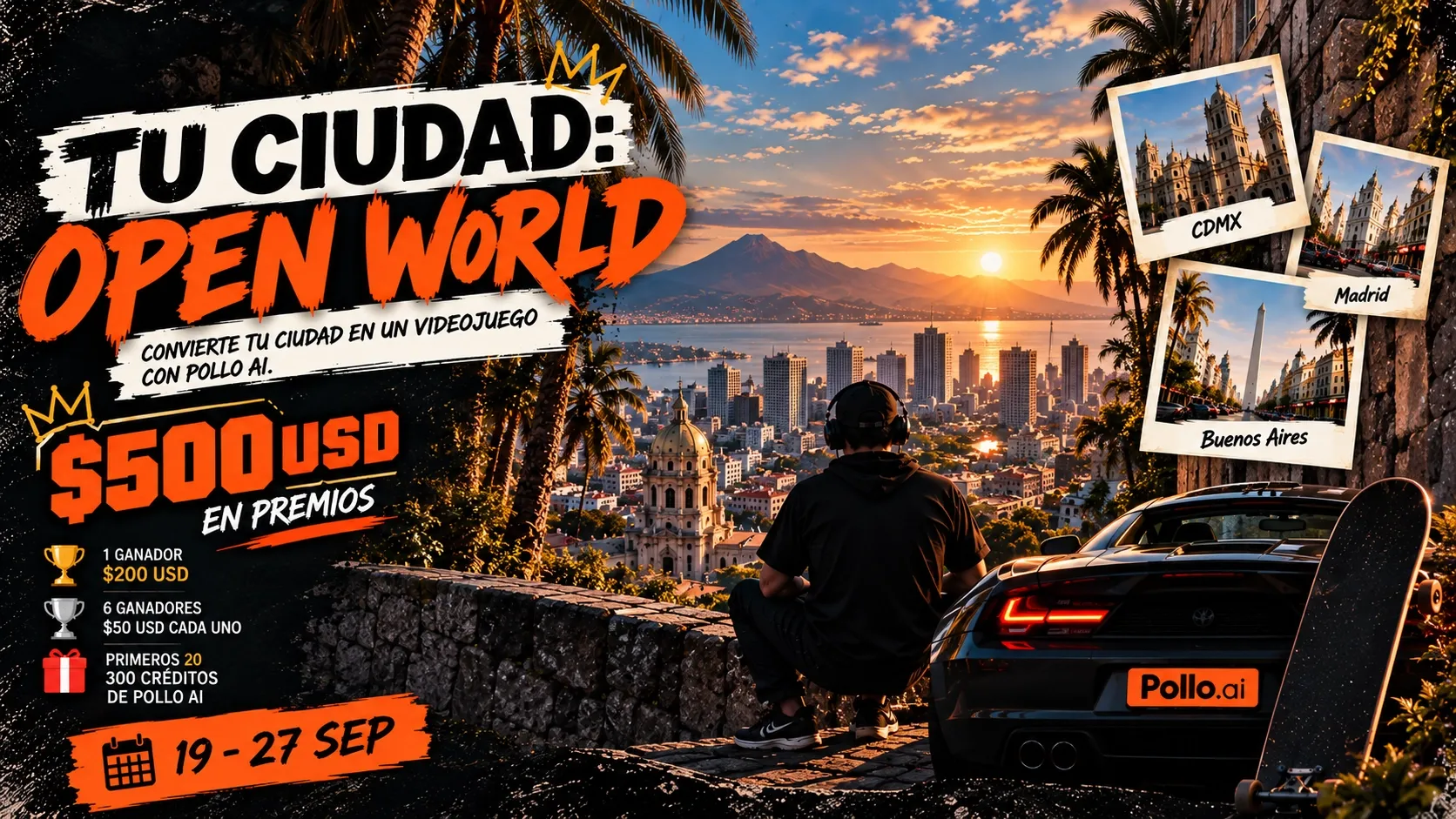 Promoción de un concurso para convertir ciudades en videojuegos con premios en efectivo.