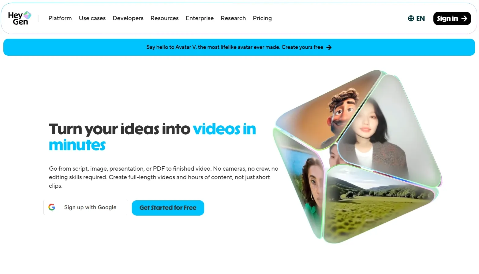 A promotional graphic for a video creation platform with diverse images.