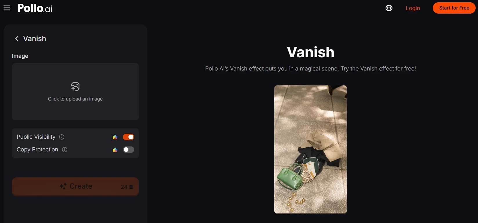 A user interface for uploading images with options for visibility and protection.