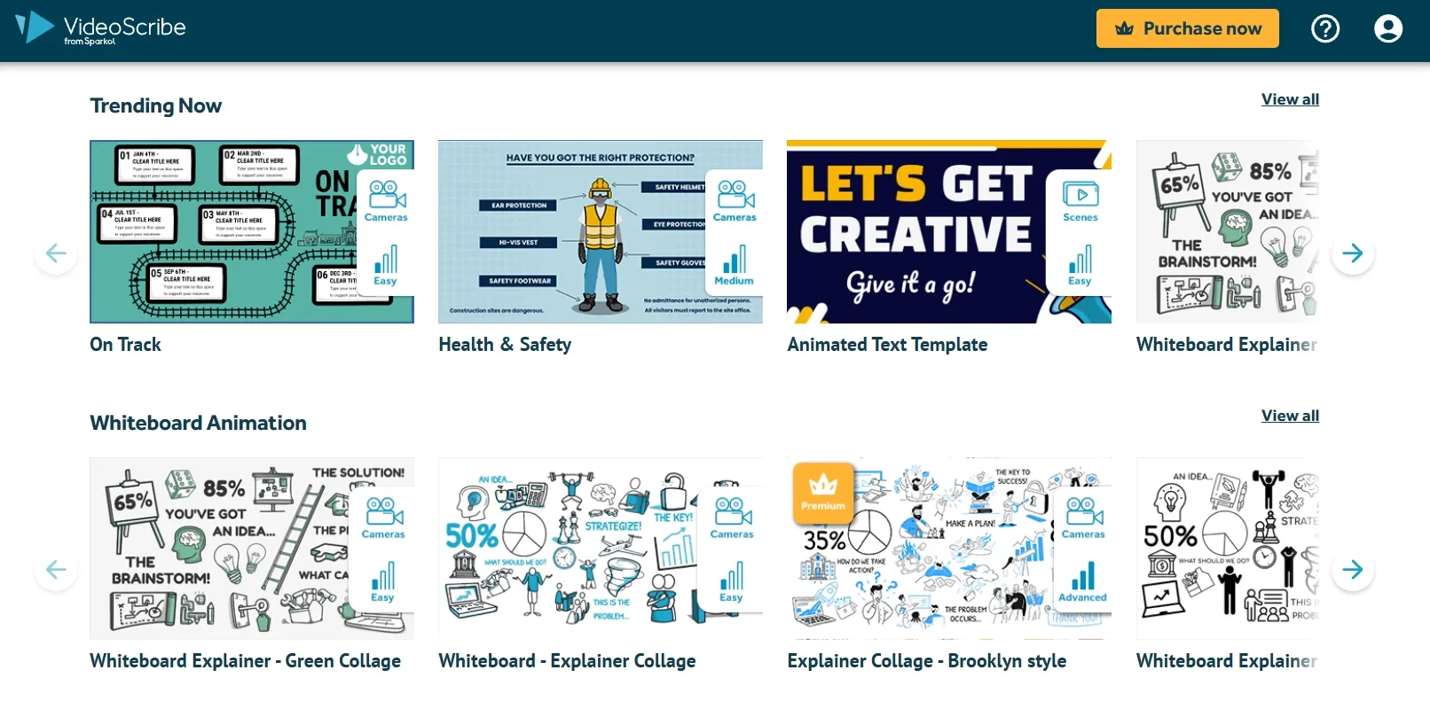 Various animated templates for whiteboard explainer videos.