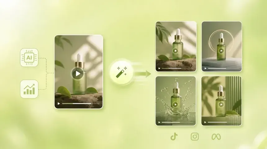 動画広告のABテストで複数のバリエーションを比較する画面