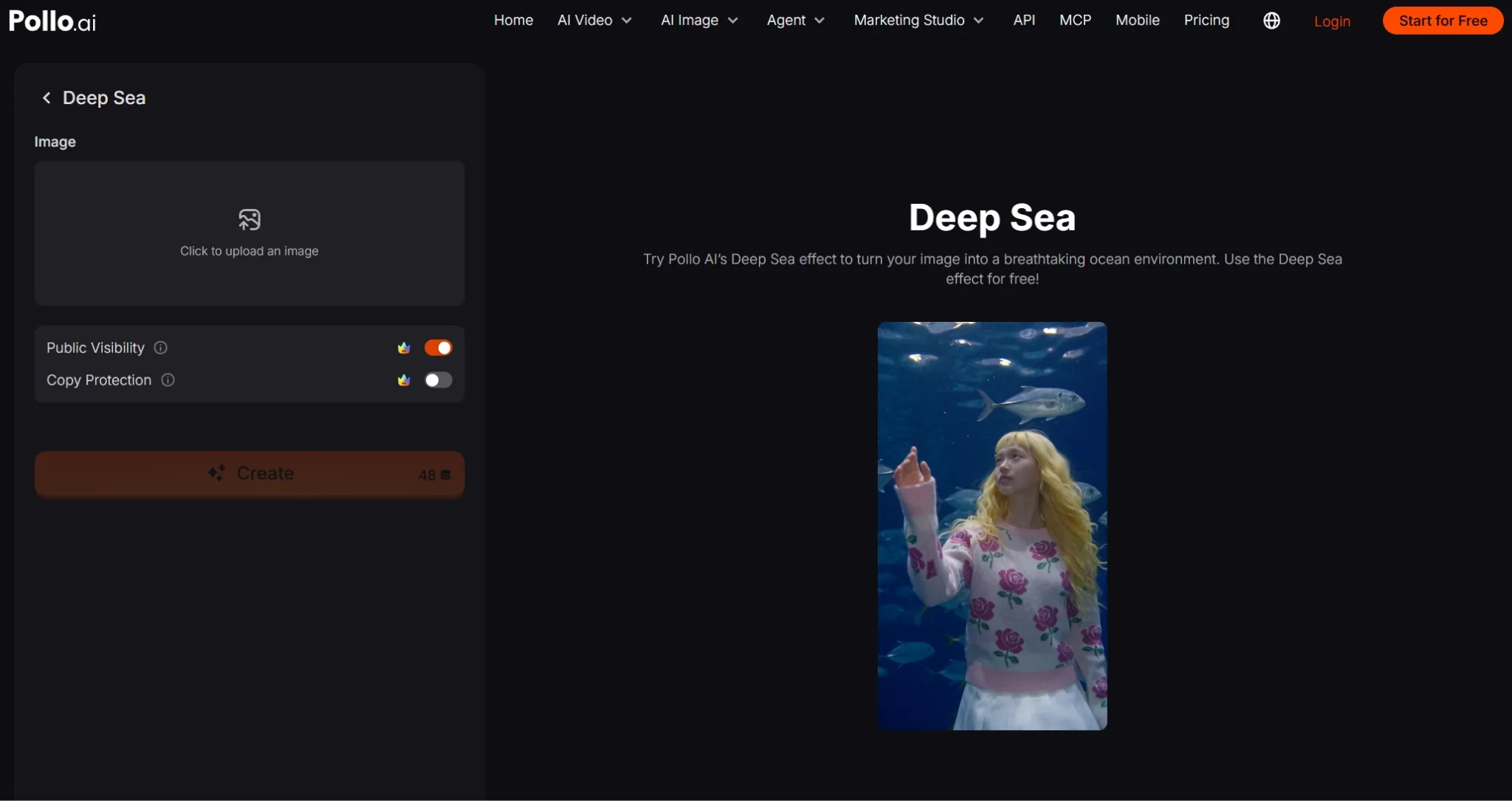 A woman in a floral sweater interacts with fish underwater.