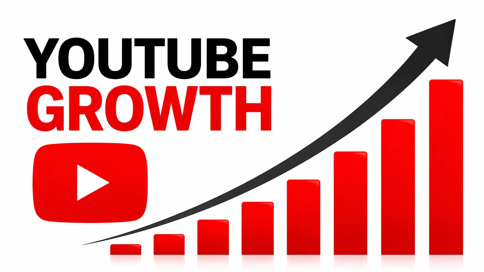 A graphic showing YouTube growth with a rising bar chart and logo.